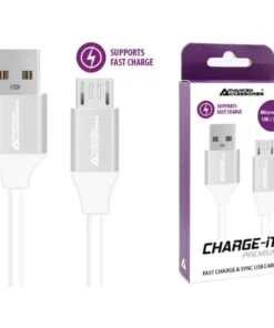 Advanced Accessories CHARGE-IT Premium Micro USB Cable Supports Fast Charge - 1 Metre - White