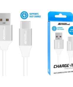 Advanced Accessories CHARGE-IT Premium USB-C Cable Supports Fast Charge - 1 Metre - White