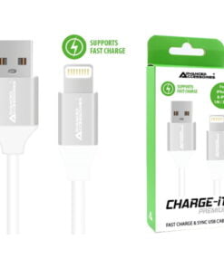 Advanced Accessories CHARGE-IT Premium 8 Pin Cables Supports Fast Charge & Sync for Apple Lightning devices - 1 Metre - White