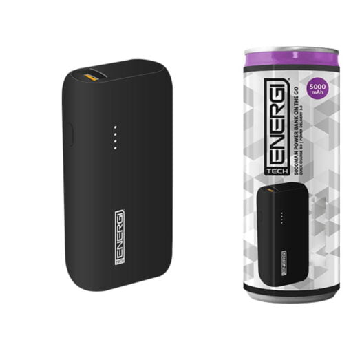 Tech Energi® TE50 PD (Power Delivery) QC 3.0 (Quick Charge) 5000mAh Power Bank On the Go - Black