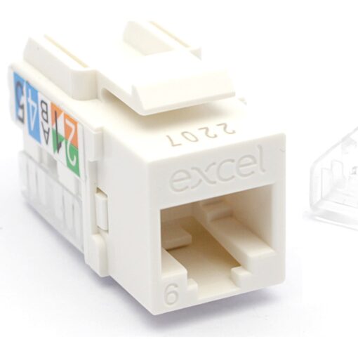 Excel Cat6 UTP Unscreened Keystone Jack IDC Punch Down White (Box of 24)