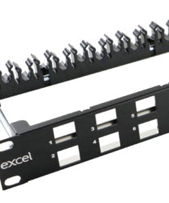 Excel Unloaded 24 Port Keystone Patch Panel Frame Angled 1U Black