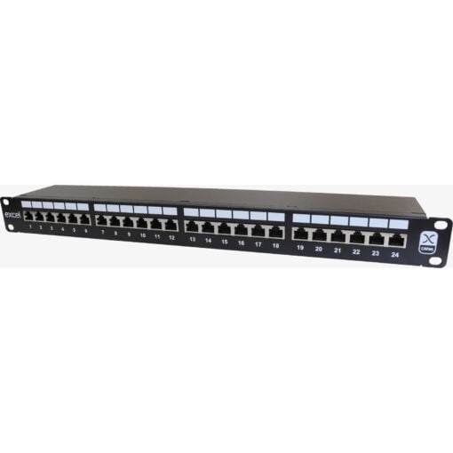 Excel Category 6A Screened PCB Punchdown panel - 24-port, 1U - black