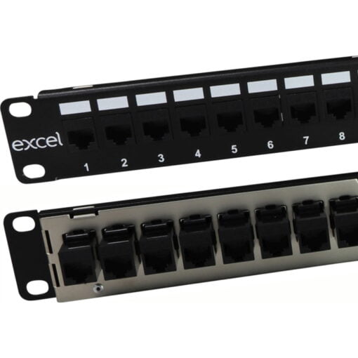 Excel Category 5e Unscreened Through Coupler Patch Panel - 24-port, 1U - Black