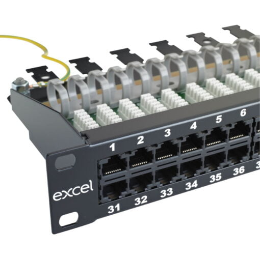 Excel Voice 60 Port 2-Pair RJ45 Patch Panel 1U Black