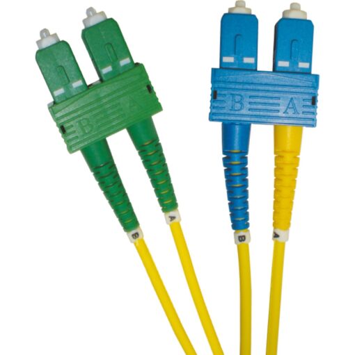 Enbeam OS2 Fibre Optic Patch Lead SC/APC-SC/UPC Singlemode 9/125 Duplex LS0H Yellow 2 m