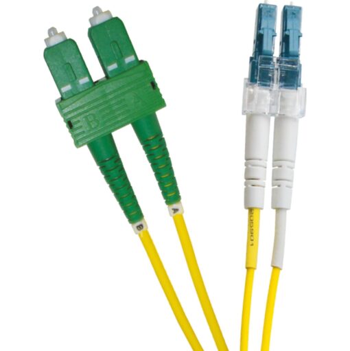 Enbeam OS2 Fibre Optic Patch Lead SC/APC-LC/UPC Singlemode 9/125 Duplex LS0H Yellow 2m