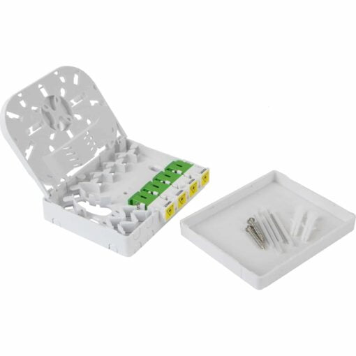 Enbeam FTTH Outlet loaded w/ 4xSC/APC Simplex Adaptors
