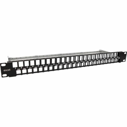 Excel 48 Port 1U Keystone Patch Panel - Black