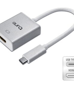 aura USB-C to HDMI Adapter 4K 30Hz 0.2Mtr Nickel Plated Male-Female Silver