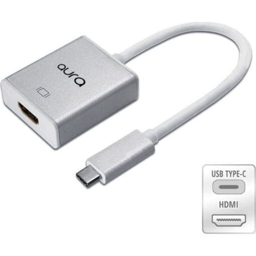 aura USB-C to HDMI Adapter 4K 30Hz 0.2Mtr Nickel Plated Male-Female Silver