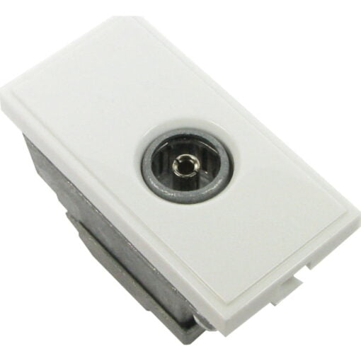 aura Euro Module TV Coax Screw Terminal White 1x Coax Shielded