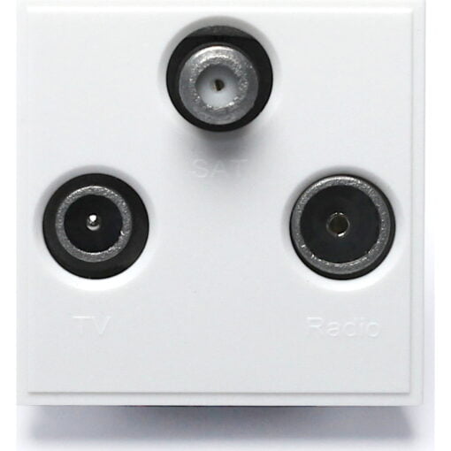 aura TV & Satellite Triplex Euro Module Screw Terminal 2x Coax 1x F-Type Matt White