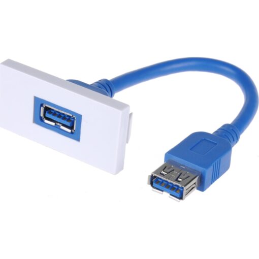 aura Euro Module USB 3.0 Type A Fly Lead White Nickel Plated