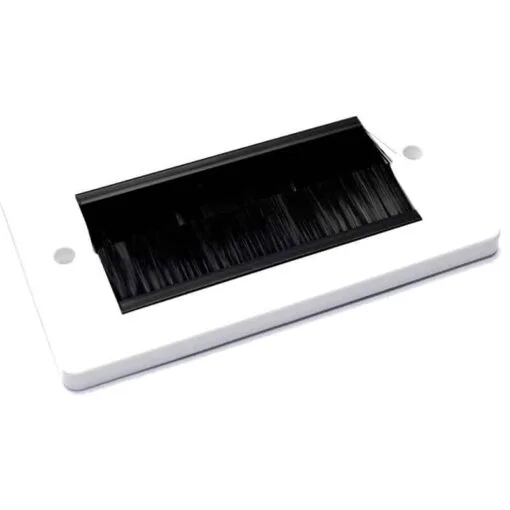 aura Brush Wall Plate Double Gang Plastic White Brush