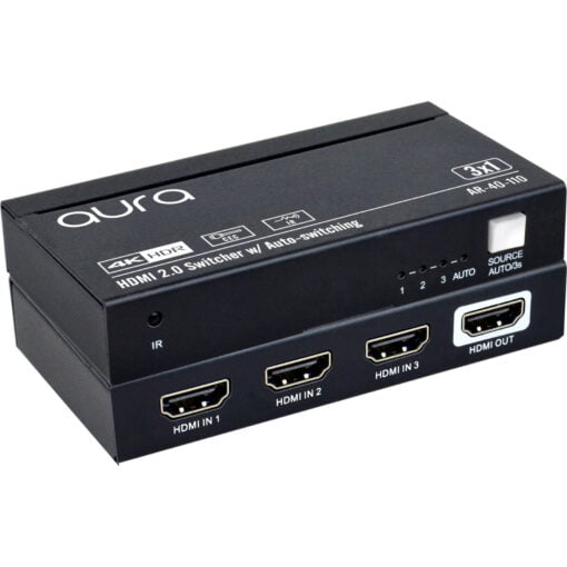 aura HDR HDMI Switch 4K 60Hz 3in 1out IR Remote IR Remote, Auto Switching