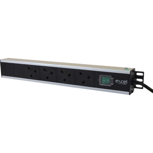 Excel 4 Way Horiz PDU 4x UK Socket UK Plug