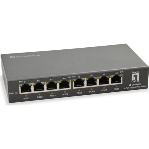 Level One 8-Port Gigabit PoE Switch, 802.3at/af PoE, 120W
