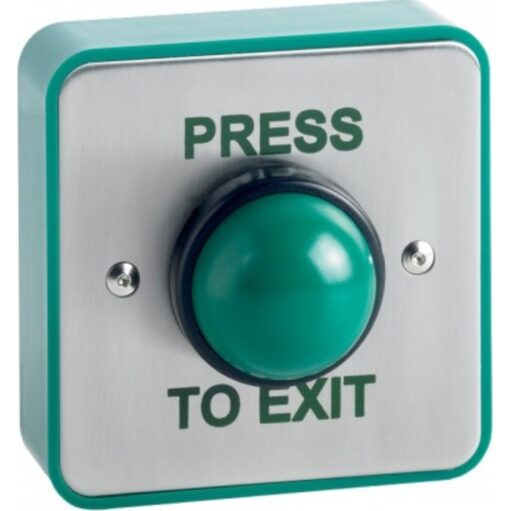 Weatherproof surface green dome exit button